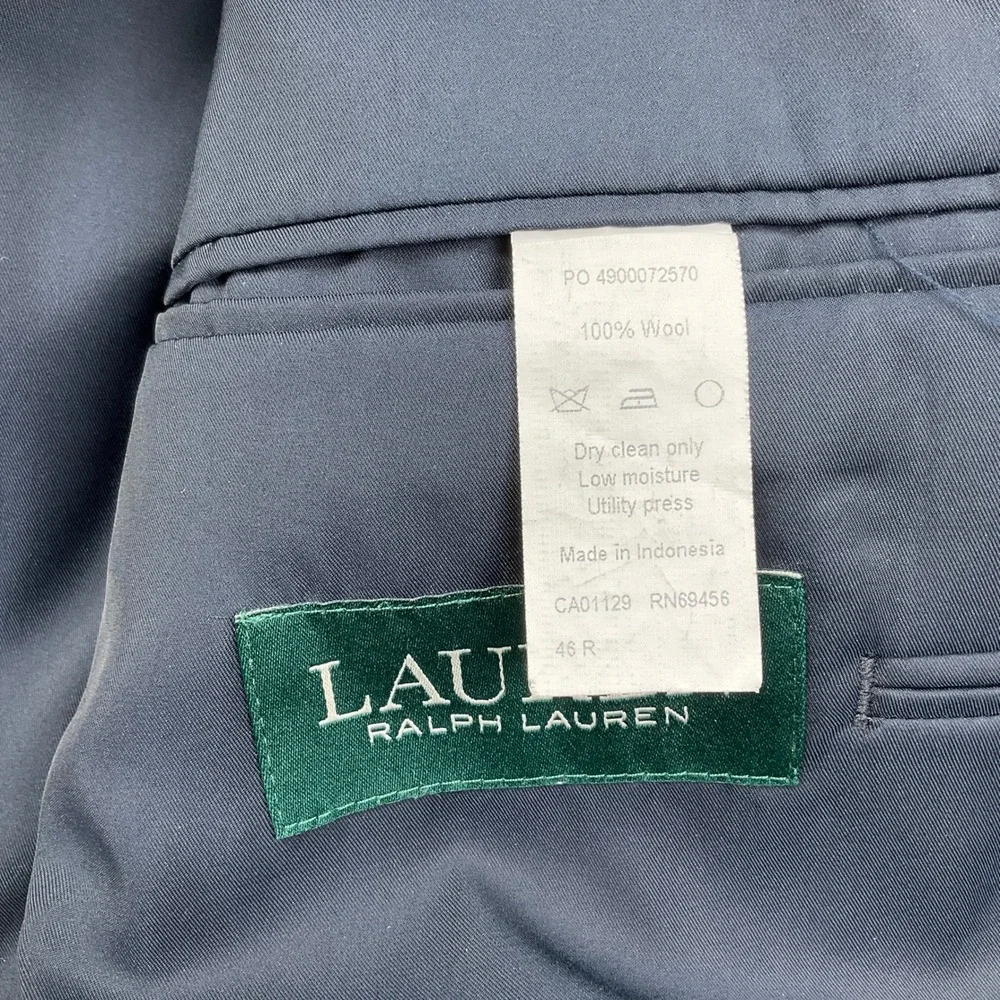 Ralph Lauren Blazer Mens 46R Navy Gold‎ Shield Buttons Jacket Sport Coat Wool